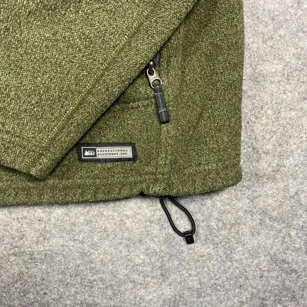 REI Co op Mens Full Zip Fleece Jacket‎ Green Polartec Outdoor Layer Size XL